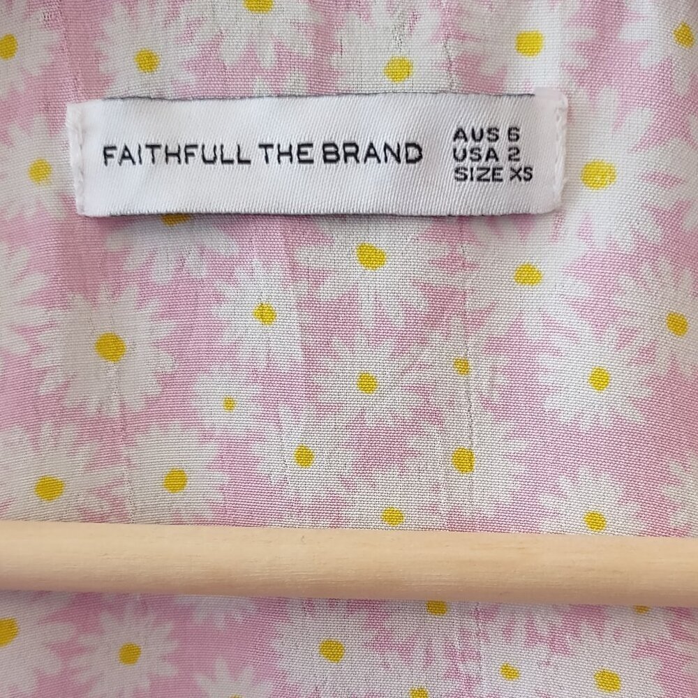 🌸 Faithfull The Brand Bisset Pink Daisy Floral Crop Top  Size XS - 2 - Picture 3 of 12